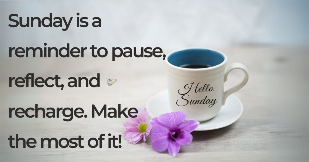 sunday quote with purple flower and cup
