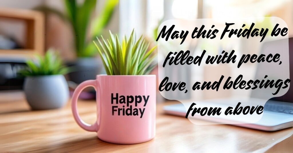 friday blessing pink cup with plant