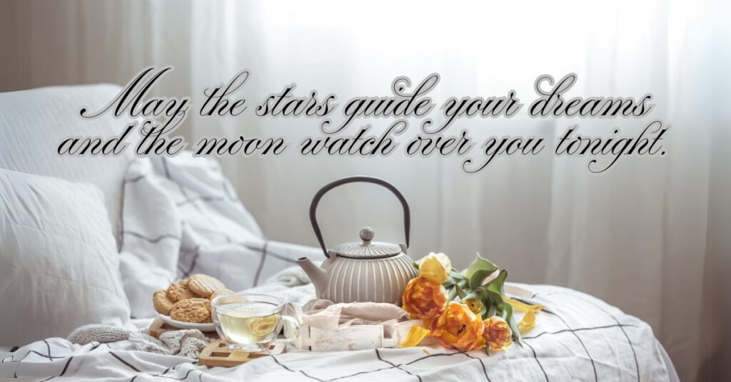 good night blessings table and tea pot