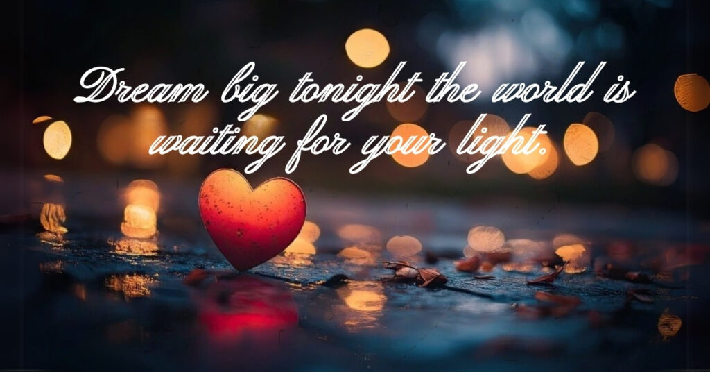 good night quote red heart glowing