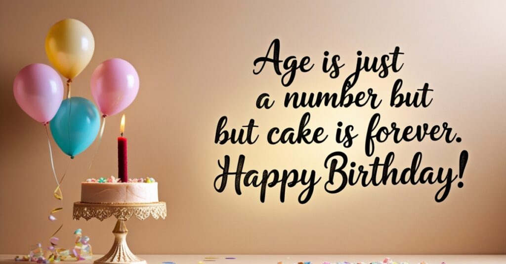 happy birthday wish cake and balloons